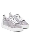 Christian Louboutin Girl's Funnyto Patent Leather Glitter Low-top Sneakers, Toddlers/kids In Silver