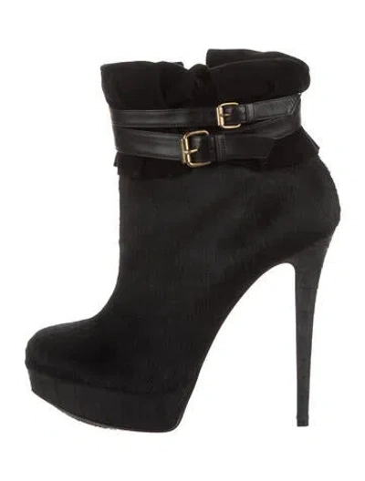 Pre-owned Christian Louboutin Fur Boots In Black