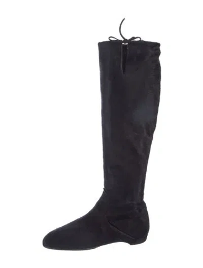 Pre-owned Christian Louboutin Fur Boots In Blue