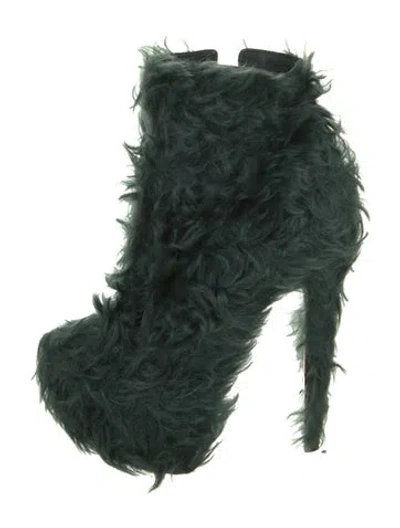 Pre-owned Christian Louboutin Fur Boots In Green