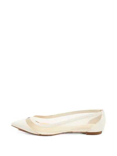 Pre-owned Christian Louboutin Galativi Mesh Ballet Flats In White