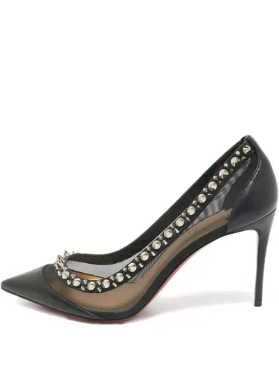 Pre-owned Christian Louboutin Galativi Spike Heeled Pumps In Black