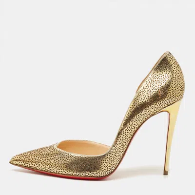 Pre-owned Christian Louboutin Galupump Size 39 Gold Leather D'orsay Pumps