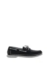 Christian Louboutin Black Leather Loafer In Black/silver