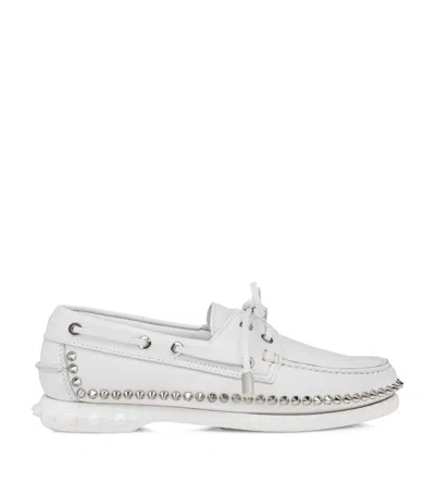 Christian Louboutin Women's Calf Leather Smooth Grain Flat Shoes In White