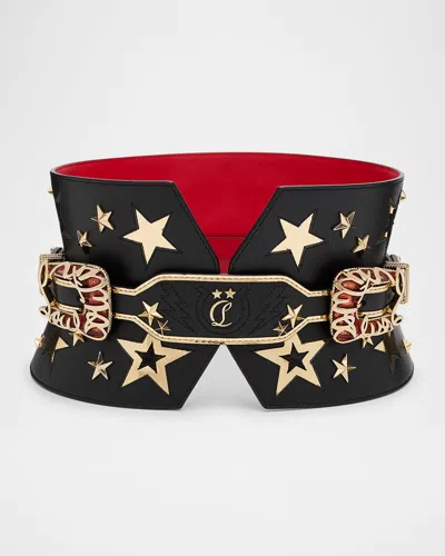 Christian Louboutin Giddy Corset Leather Belt In Black