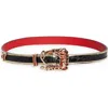 Christian Louboutin Giddy Belt In Embossed Leather In Black/gold/elvis
