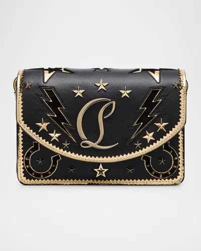 Christian Louboutin Giddy Loubi54 Small Embossed Crossbody Bag In Black