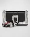 Christian Louboutin Paloma Giddy Spike Leather Crossbody Bag In Black/silver