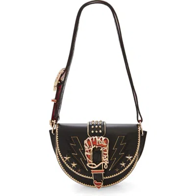 Christian Louboutin Giddy Saddle Croc Embossed Leather Crossbody Bag