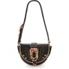 Christian Louboutin Giddy Saddle Croc Embossed Leather Crossbody Bag In Cm53 Black/black