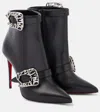 Christian Louboutin Giddylina Logo Buckle Pointed Toe Bootie In Black