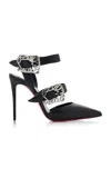 Christian Louboutin Giddylina 100 Buckle-embellished Leather Pumps In Black