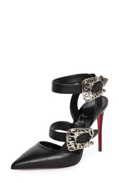 Christian Louboutin Giddylina Logo Buckle Pointed Toe Pump In Black