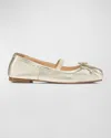 Christian Louboutin Leather Metallic Baballet Flats In Platine