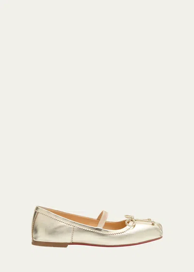 CHRISTIAN LOUBOUTIN GIRL'S LEATHER BALLET FLATS, TODDLERS/KIDS