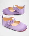 Christian Louboutin Girl's Lou Babe Crepe Satin Ballerina Flats, Baby In Purple