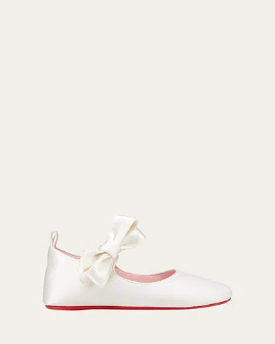 Christian Louboutin Kids' Loubabe Ballet Flats In Bianco