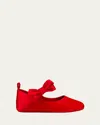 Christian Louboutin Kids' Girl's Lou Satin Bow Ballet Flats, Baby In Loubi