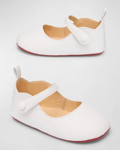 Christian Louboutin Kids' Girl's Love Chick Leather Ballerina Shoes, Baby In Bianco