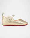 Christian Louboutin Girl's Love Chick Metallic Leather Ballerina Shoes, Baby In Platine