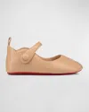 CHRISTIAN LOUBOUTIN GIRL'S LOVE CHICK NAPPA LEATHER BALLERINA SHOES, BABY