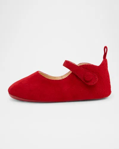 Christian Louboutin Kids' Girl's Love Chick Suede Ballerina Flats, Baby In Red