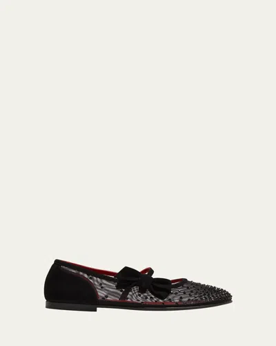 Christian Louboutin Girl's Melodie Strauss Embellished Ballerina Flats, Toddlers/kids In Black