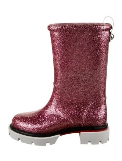 Pre-owned Christian Louboutin Babies' Girls' Glitter Rain Boots In Pink