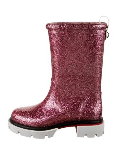Pre-owned Christian Louboutin Babies' Girls' Glitter Rain Boots In Pink
