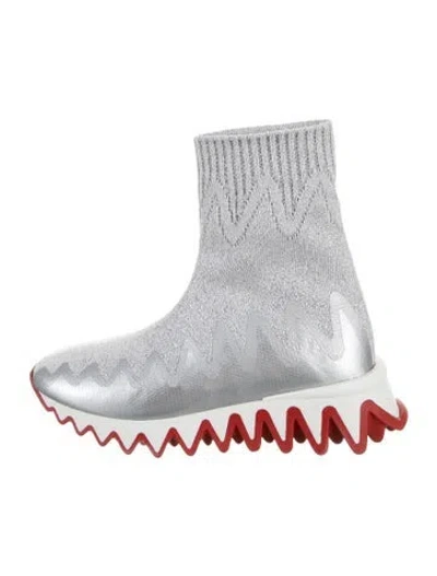 Pre-owned Christian Louboutin Kids' Girls' High Top Sneakers In Metallic/silver
