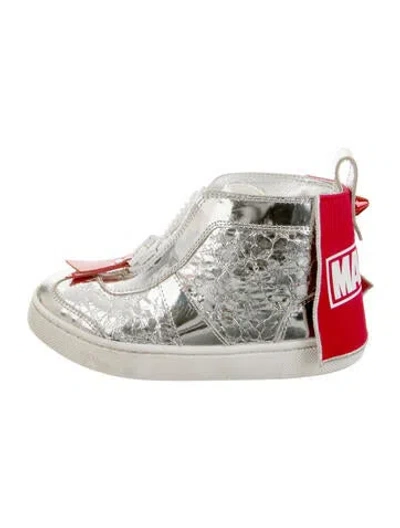 Pre-owned Christian Louboutin Kids' Girls' High Top Sneakers In Silver