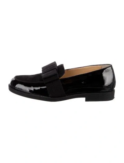 Pre-owned Christian Louboutin Babies' Girls' Patent Leather Bow Loafer In Black