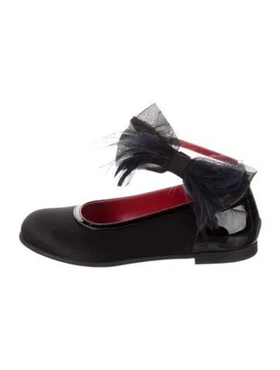Pre-owned Christian Louboutin Kids' Girls' Satin Ballet Flats W/ Tags In Black