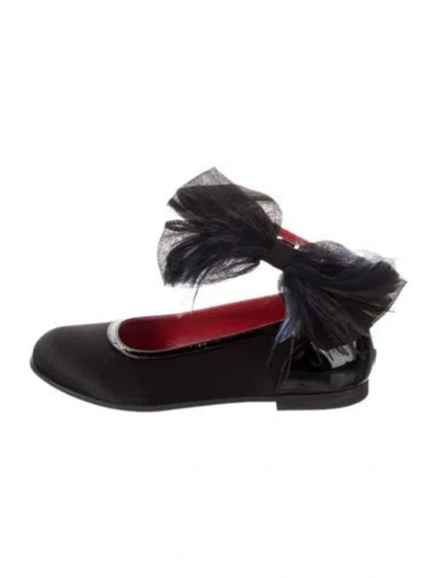 Pre-owned Christian Louboutin Kids' Girls' Satin Ballet Flats W/ Tags In Black