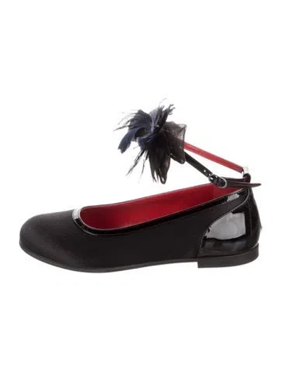 Pre-owned Christian Louboutin Kids' Girls' Satin Ballet Flats W/ Tags In Black