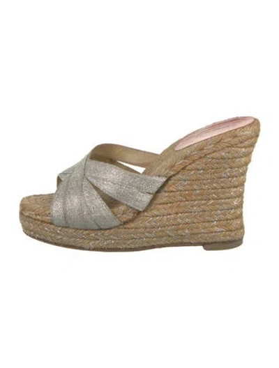 Pre-owned Christian Louboutin Glitter Accents Espadrilles In Metallic/silver