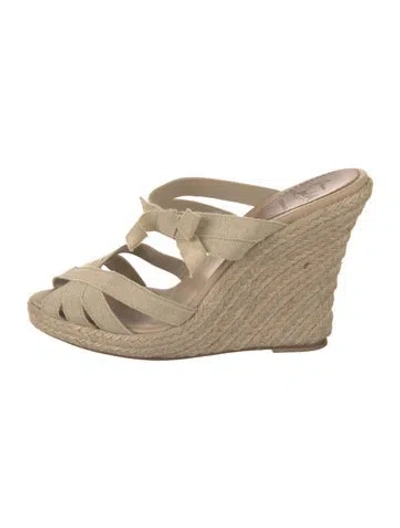 Pre-owned Christian Louboutin Glitter Accents Espadrilles In Neutral