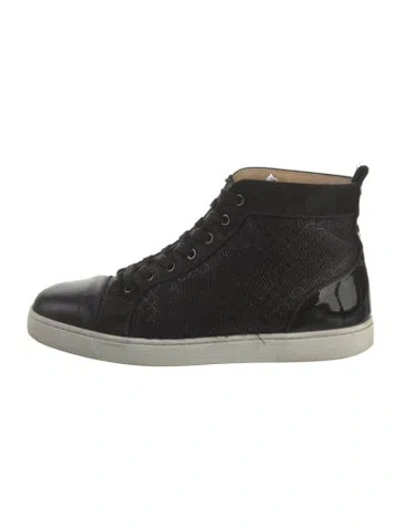 Pre-owned Christian Louboutin Glitter Accents Sneakers In Black