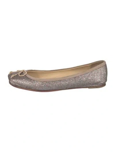 Pre-owned Christian Louboutin Glitter Bow Accents Ballet Flats