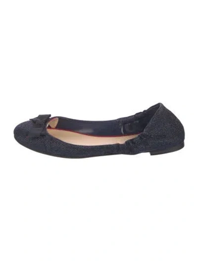 Pre-owned Christian Louboutin Glitter Bow Accents Ballet Flats