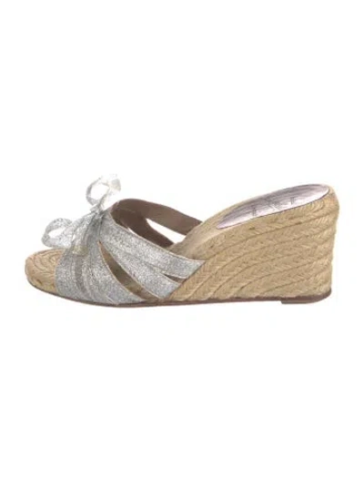 Pre-owned Christian Louboutin Glitter Bow Accents Espadrilles