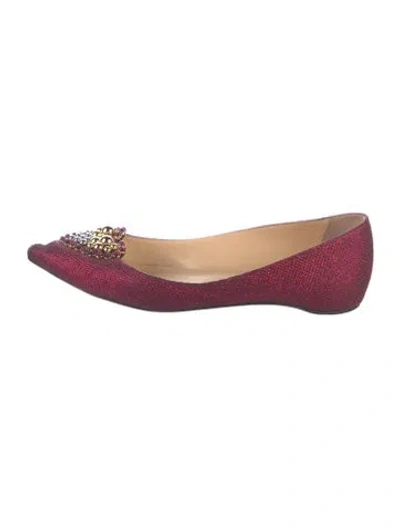 Pre-owned Christian Louboutin Glitter Crystal Embellishments Ballet Flats
