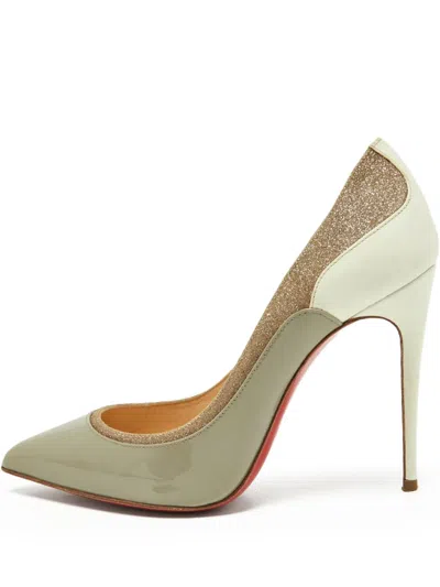 Pre-owned Christian Louboutin Glitter-embellished Pointed-toe Pumps