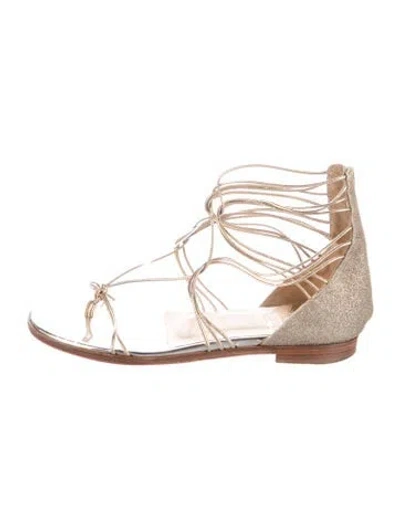 Pre-owned Christian Louboutin Glitter Glitter Accents Gladiator Sandals In Gold/metallic