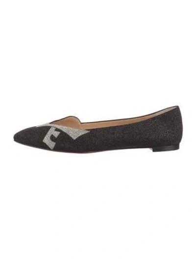 Pre-owned Christian Louboutin Glitter Graphic Print Ballet Flats W/ Tags In Black/metallic