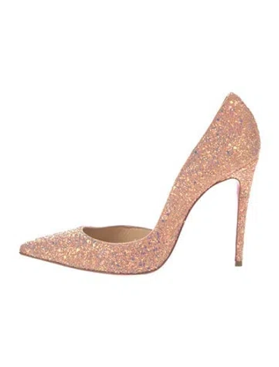Pre-owned Christian Louboutin Glitter Grosgrain Trim Pumps In Metallic/pink