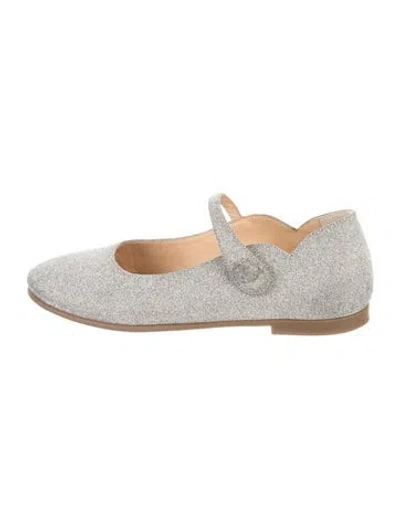 Pre-owned Christian Louboutin Kids' Glitter Mary Jane Flats In Silver