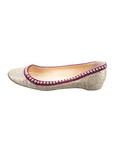 Pre-owned Christian Louboutin Glitter Patterned Ballet Flats In Gold