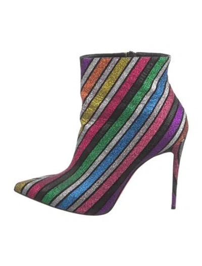 Pre-owned Christian Louboutin Glitter Striped Boots In Multi